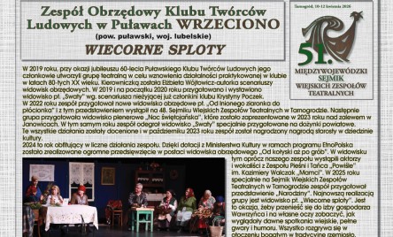 51. MIĘDZYWOJEWÓDZKI SEJMIK WIEJSKICH ZESPOŁÓW TEATRALNYCH-PROGRAM